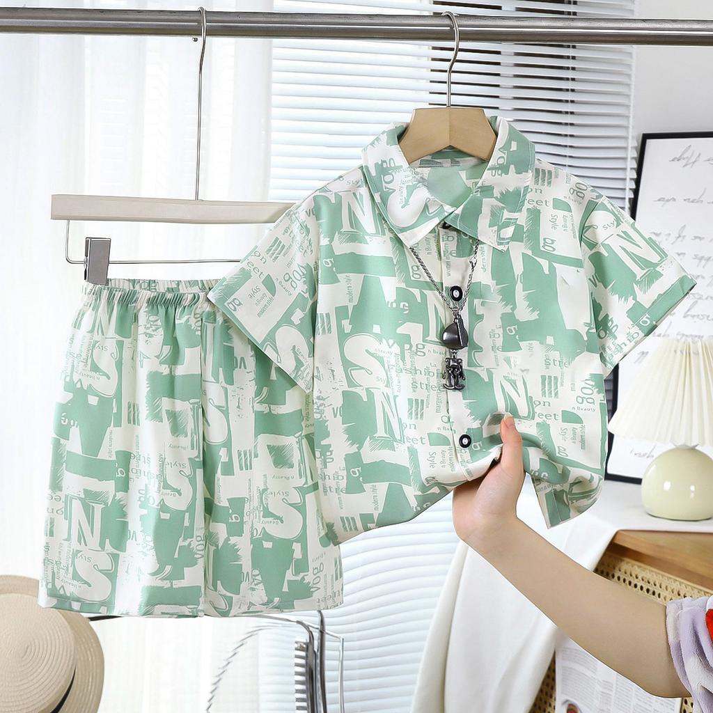 2PC Summer Baby Boys Clothes Set Children Boys Cartoon T-shirts + Shorts Beach Outfits Kids Boys Tracksuits Vacation Suits