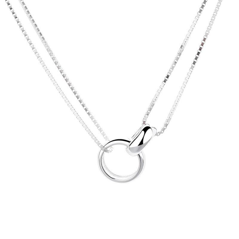 Sterling Double Layer Circular Charm Bracelet Women Minimalist Elegant Daily Wear Jewelry