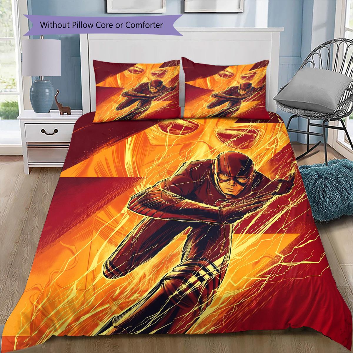 

The Running Flash Bedding Set, 1 Duvet Cover & 2 Pillowcases, Home Use, Ideal Gift for Superhero Fans 135x200cm