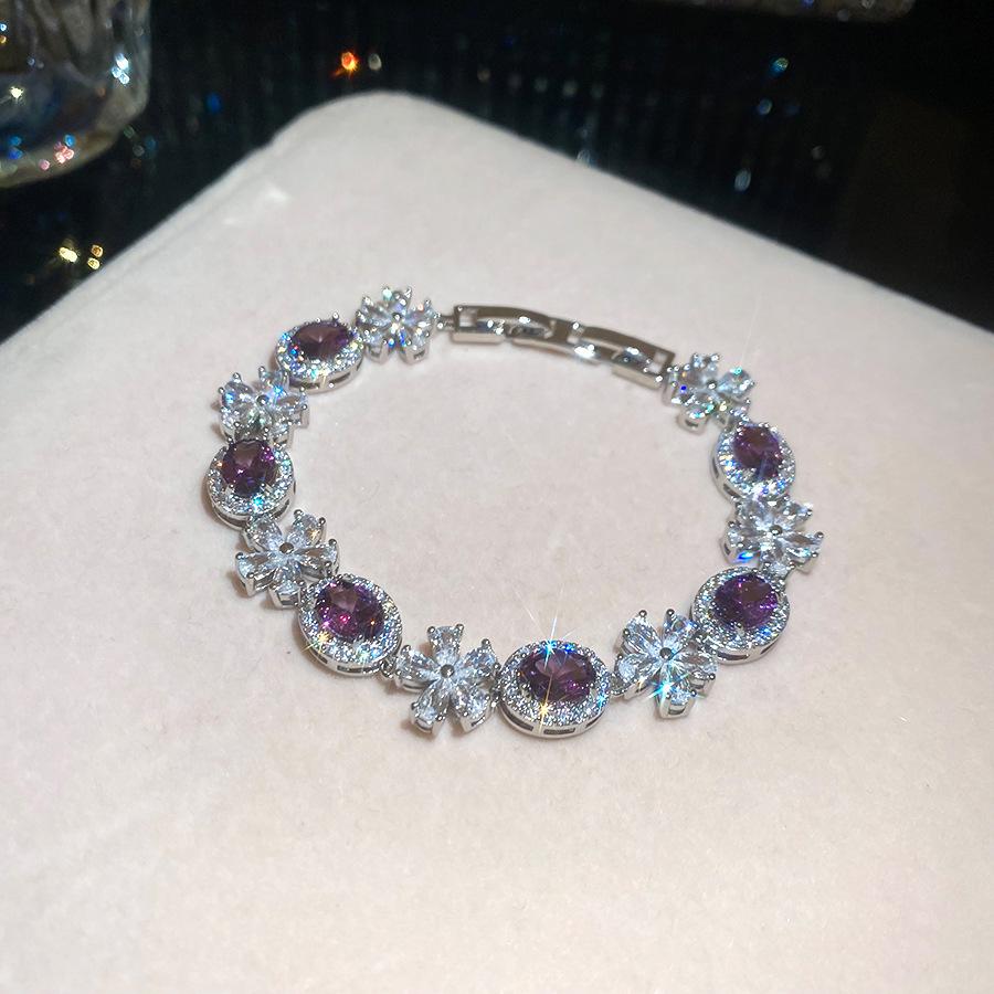 Blue Star Zirconia Hexagonal Flower Bracelet - Stylish, Versatile, and Luxurious Wrist Jewelry for Women