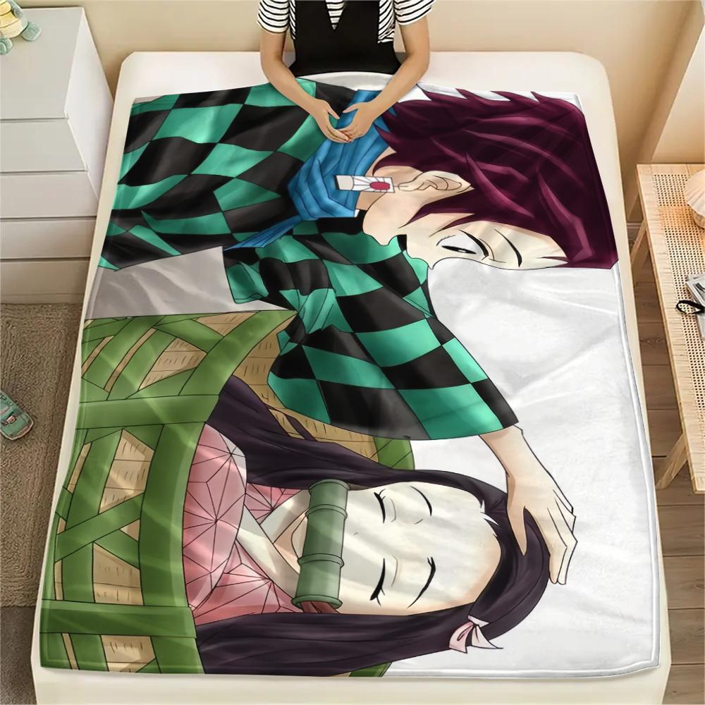 Demon Slayer Nezuko & Tanjiro Blanket, Cozy Throw for Sofa Bed, Ideal Gift for Demon Slayer Fans.chl