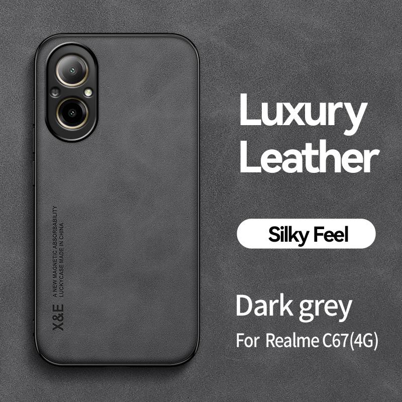 For Realme C67 4G Case Magnetic Leather Back Cover for Oppo Realmi C67 4G RealmeC67 RMX3890 6.72" Camera Protect TPU Phone Cases