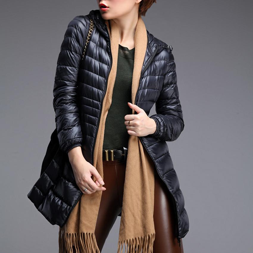 Ultra Light Women Winter Jacket Hooded Parka Overcoat Slim Long Sleeve