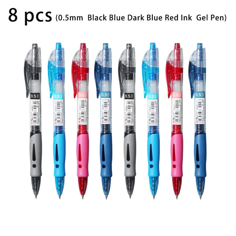 M&G 4pcs/8pcs 0.5mm Black Blue Dark Blue Red Ink Gel Pen Signing Pen School Supplies Office Supplies Stationery Gift