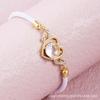 Inlaid Colorful Zircon Heart-Shaped Gold-Plated Bracelet