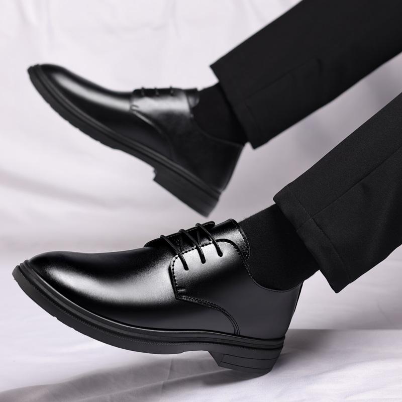Black Leather Mens Dress Shoes Lace-up Formal Business Shoes Classic Casual Shoes Quality Handmade Wedding Party Oxfords Shoes