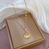 Slightly Inlaid Zircon Devil'S Eye Necklace, Eyelash Eye Copper Electroplated Real Gold Pendant, Wind Pendant.