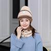 3 Pcs/set Winter Hat For Women With Breathing Valve Mask Knitted Hat Girl Pompoms Hat Warm Add Fur Lined Protective Hat
