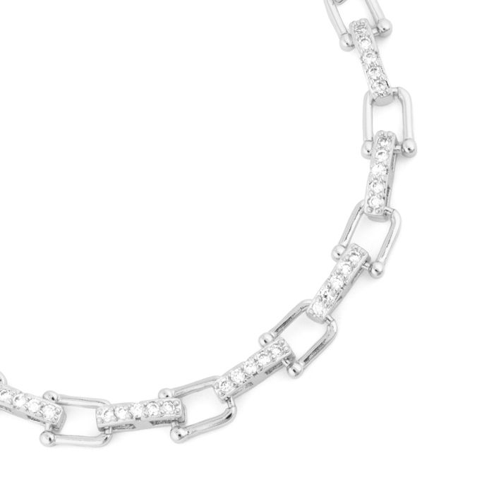 Armband - LUXENTER - Dordel - Strahlender Zirkon - Rhodinierte Oberfläche - 925er Silber