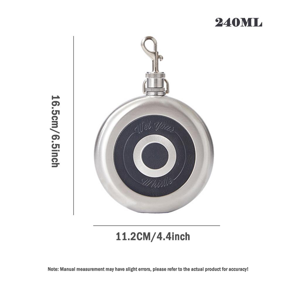 New 8oz Stainless Steel Hip Flask, Outdoor Portable Buckle Wine Pot, Mini Liquor Flagon with a Stainless Steel Small Wine Cup
