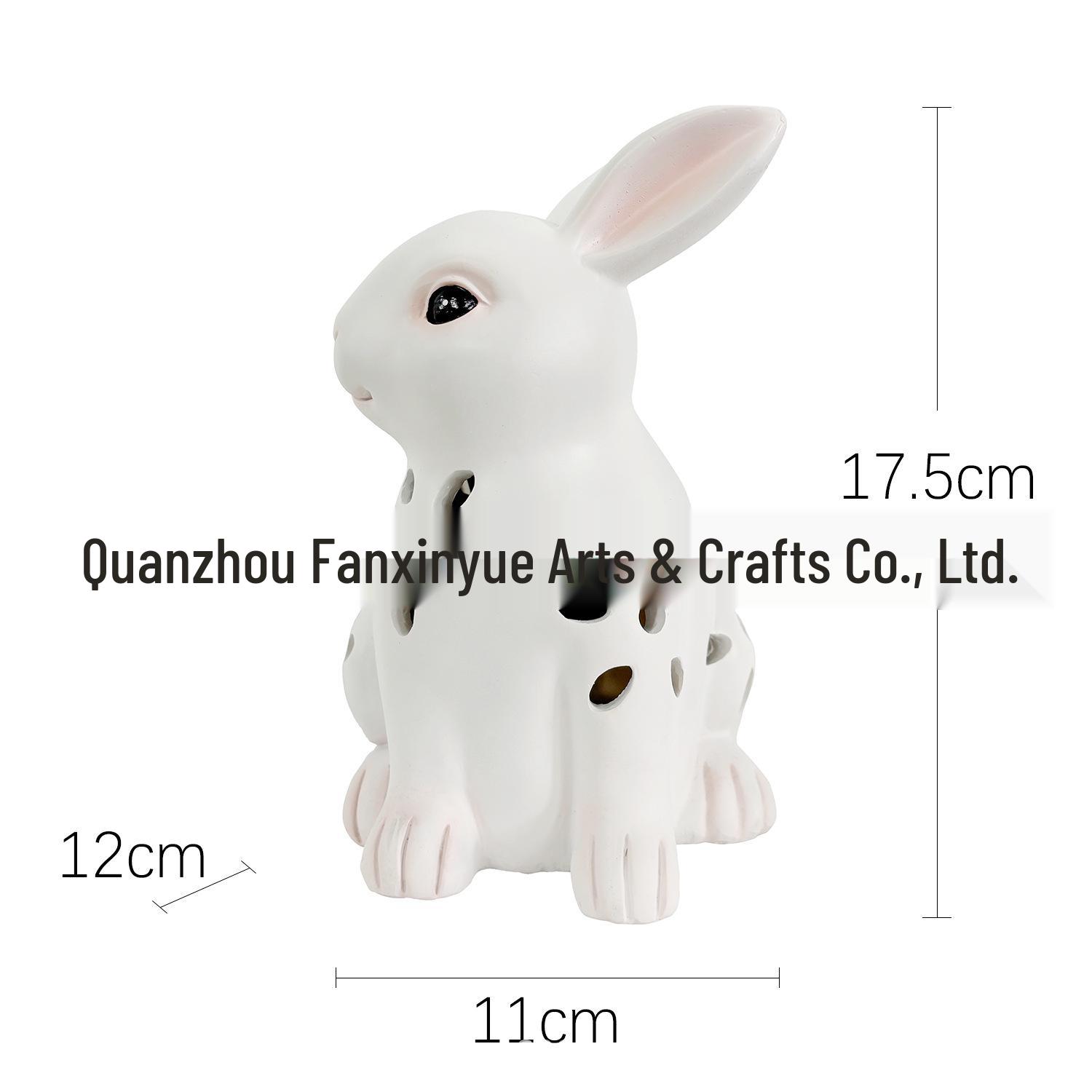 Easter Solar Light: White Hollow Rabbit Resin Ornament