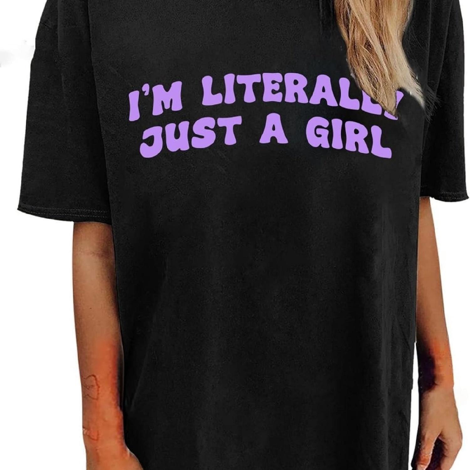 Avanova Women Graphic Letter Print Oversized T Shirt Short Sleeve Casual Summer Loose Fit Tee Top S