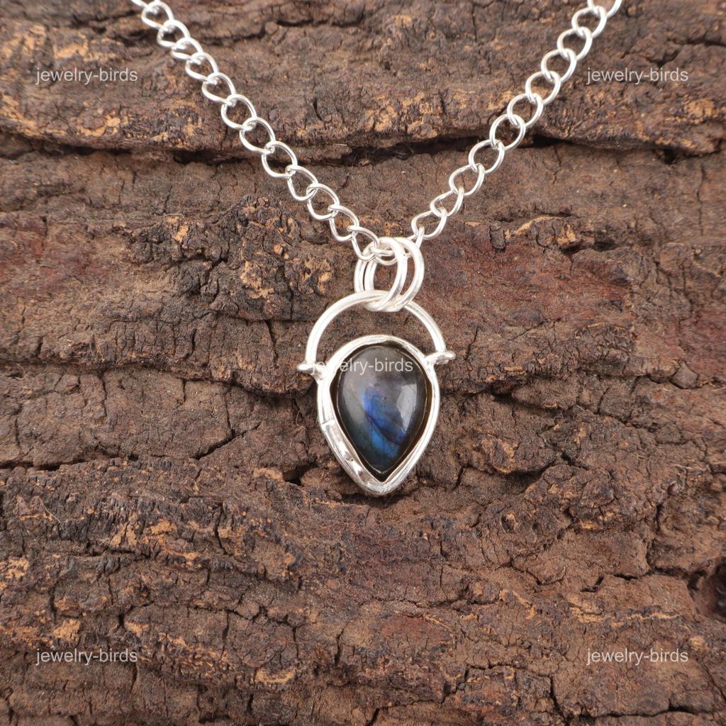Mothers day Sale Pear Labradorite Stone 925 Silver Anniversary Pendant Jewelry PP-56-31