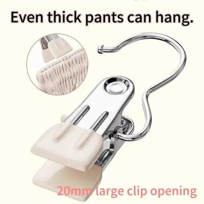 10pcs Stainless Steel Clothespins Laundry Clothes Pegs Hook Portable Hanging Clothes Clip Wardrobe Clothes Organizer Hanger