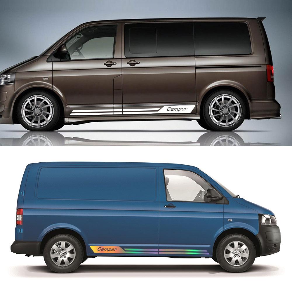 Car Stickers Camper Van Double Side Stripes Graphics Vinyl Film Decals For Volkswagen VW Transporter T3 T4 T5 T6 Accessories