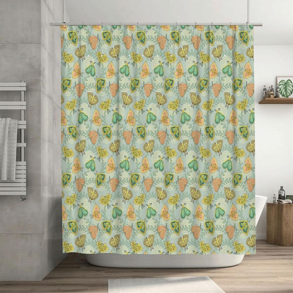 Botanical Shower Curtain Floral Greenery Pattern Bathroom Decor Nature Leafy Spa Inspired Home Textile Waterproof Fabric
