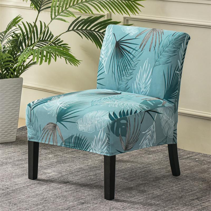 Accent Armless Chair Cover Geometric Print Single Sofa Stool Slipcover Nordic Stretch Chair Covers Elastic Couch Protector Cover