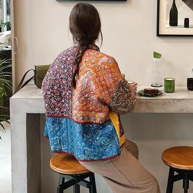 Vintage Print Women's Cotton Jacket 2025 - New Autumn/Winter Casual Loose Coat