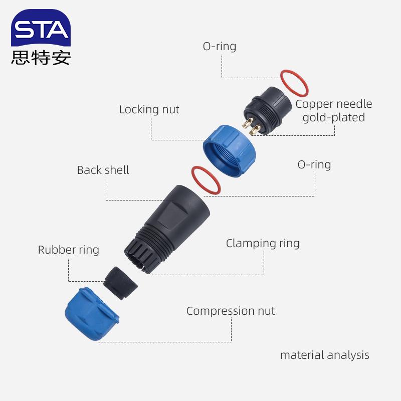SP21 Aviation Plug Ip68 Waterproof  Cable Connector Docking/square Flange/back Nut Male Plug Female Socket 2/3/4/5/6/7/9/12 Pin