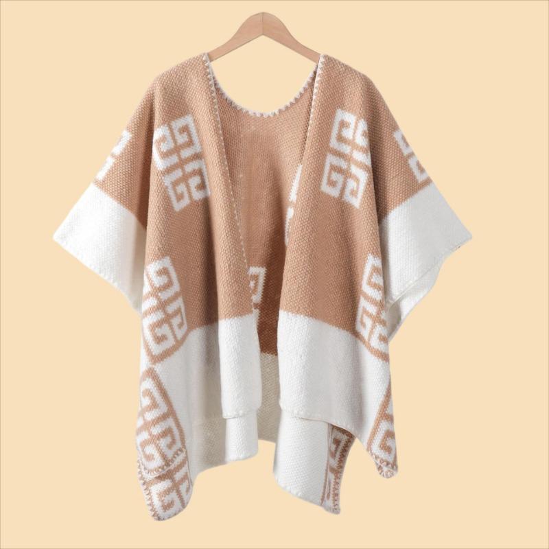 Simple ink painting shawl women with high-end fashion cape jacket autumn and winter high-end imitation cashmere scarf