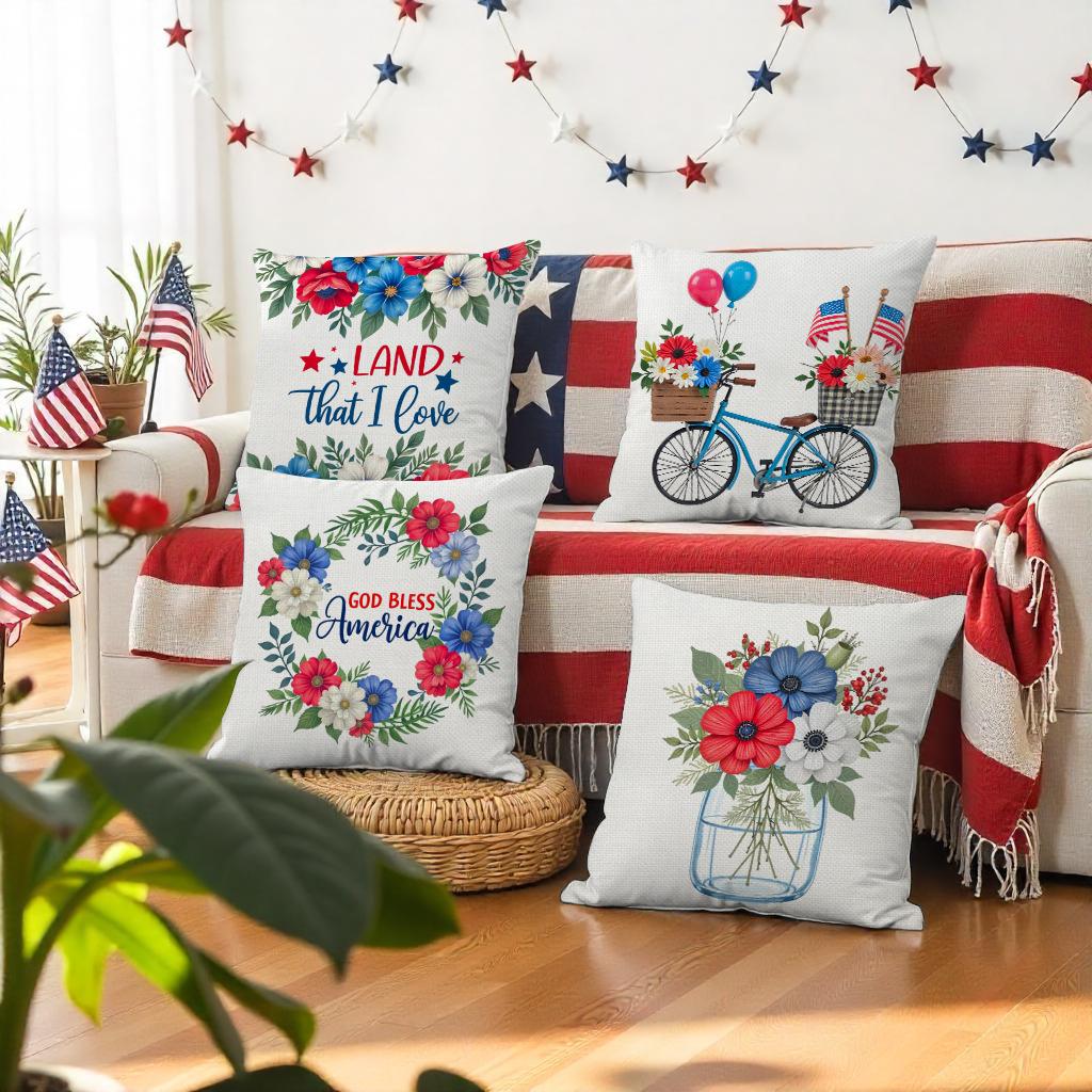 New Floral Pillow Case Linen Printed Car Bedroom Sofa Home Decoration Cushion Cover