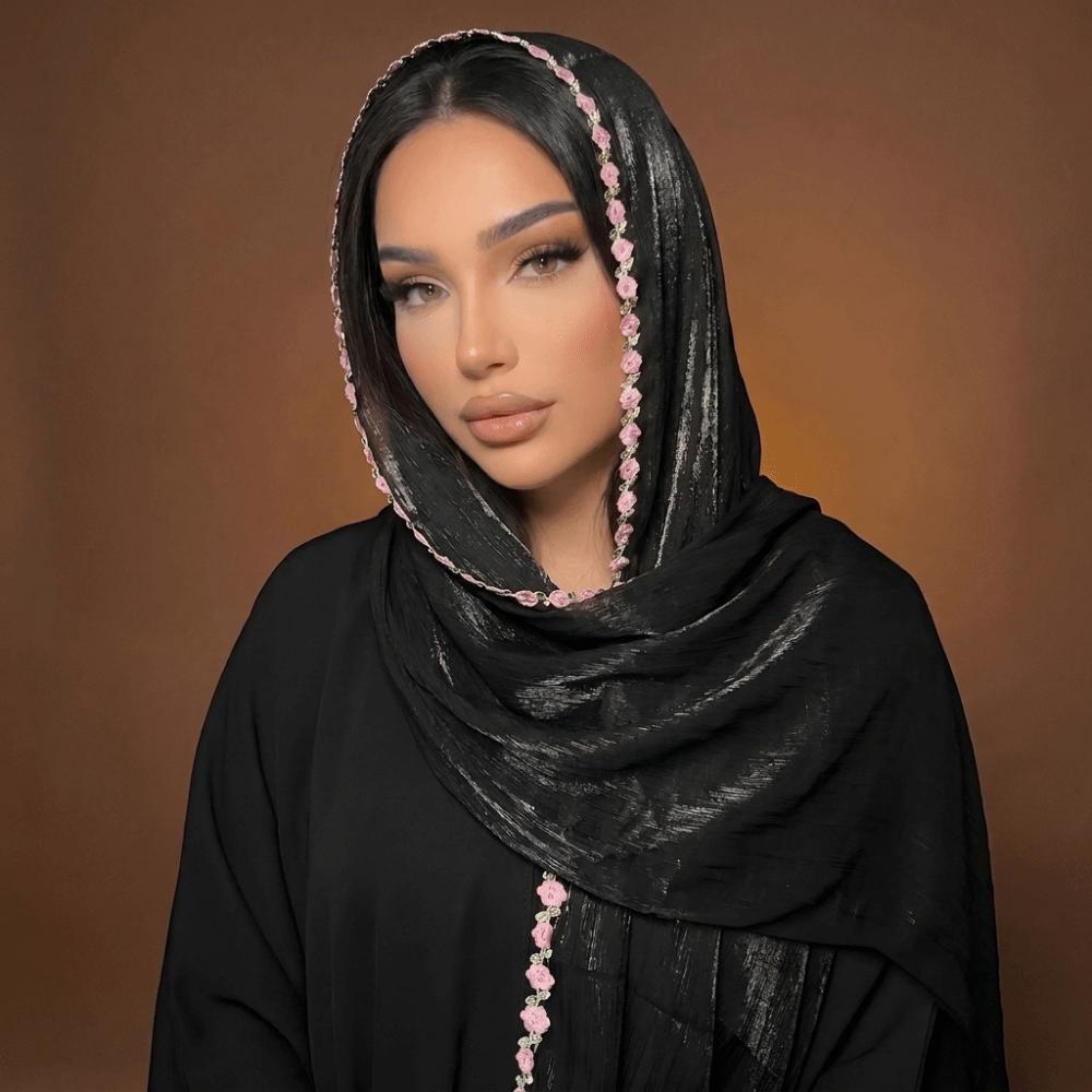 Shiny Floral Hijab Lightweight Modest Wrap Soft Women’s Headscarf Modest Fashion