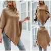 Women's Fall and Winter Shawl Cape Sweater Solid Color Turtleneck Knit Jacket