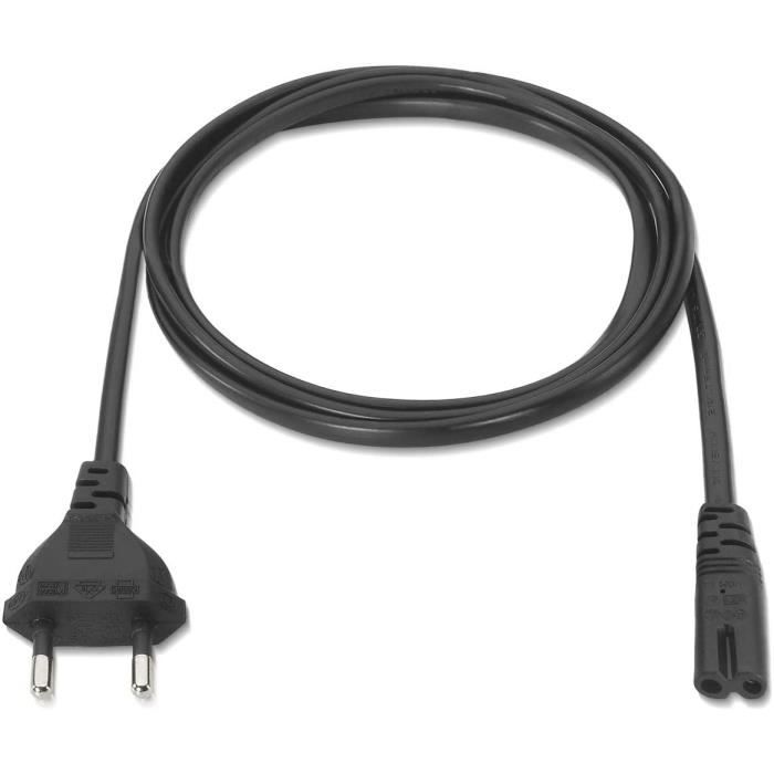 AISENS câble électrique Noir 1,5 m CEE7/7 Coupleur C7 - Cables électriques (1,5 m, Mâle/Mâle, CEE7/7, Coupleur C7,
