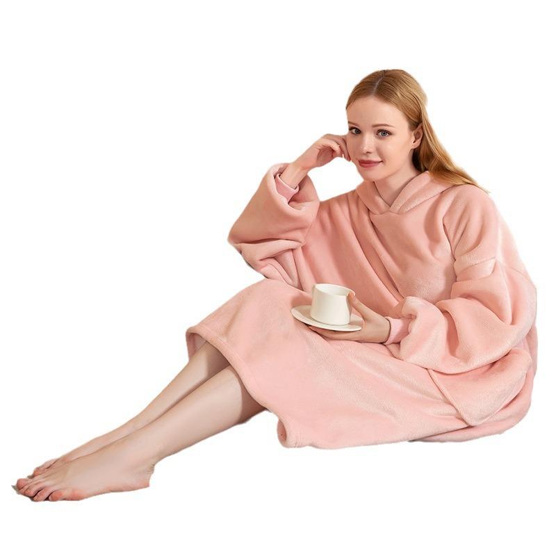Wearable Blanket Hoodie for Men Oversized Hooded Blankets Sweatshirt Cozy Warm Fleece Blanket with Sleeves Adults Winter House Robes With Pocket