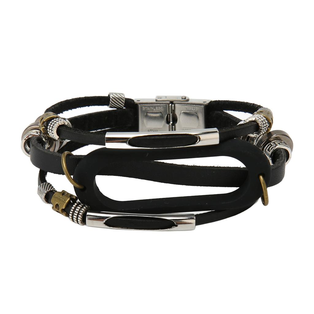 Smart Bracelet Strap Vintage Leather Metal Silicone Protecting Bracelet Band Strap for Mi Band 7