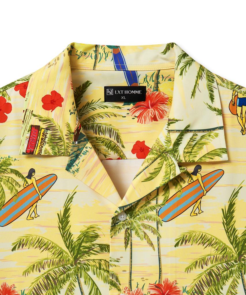 LXT Open Collar Cooling Hawaiian Shirt [Yellow Beach]