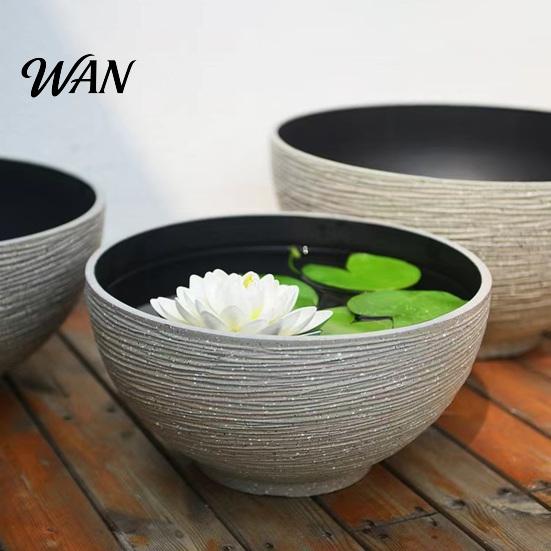Thick Sturdy Flowerpot Plant Pot with Drainage, Resin Planter for Indoor Outdoor Winter Proof Plants, Medium Flower Pots Patio, Balcony Garden