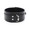 Unisex Leather Neck Collar Double Buckle with Air Holes for Role Play