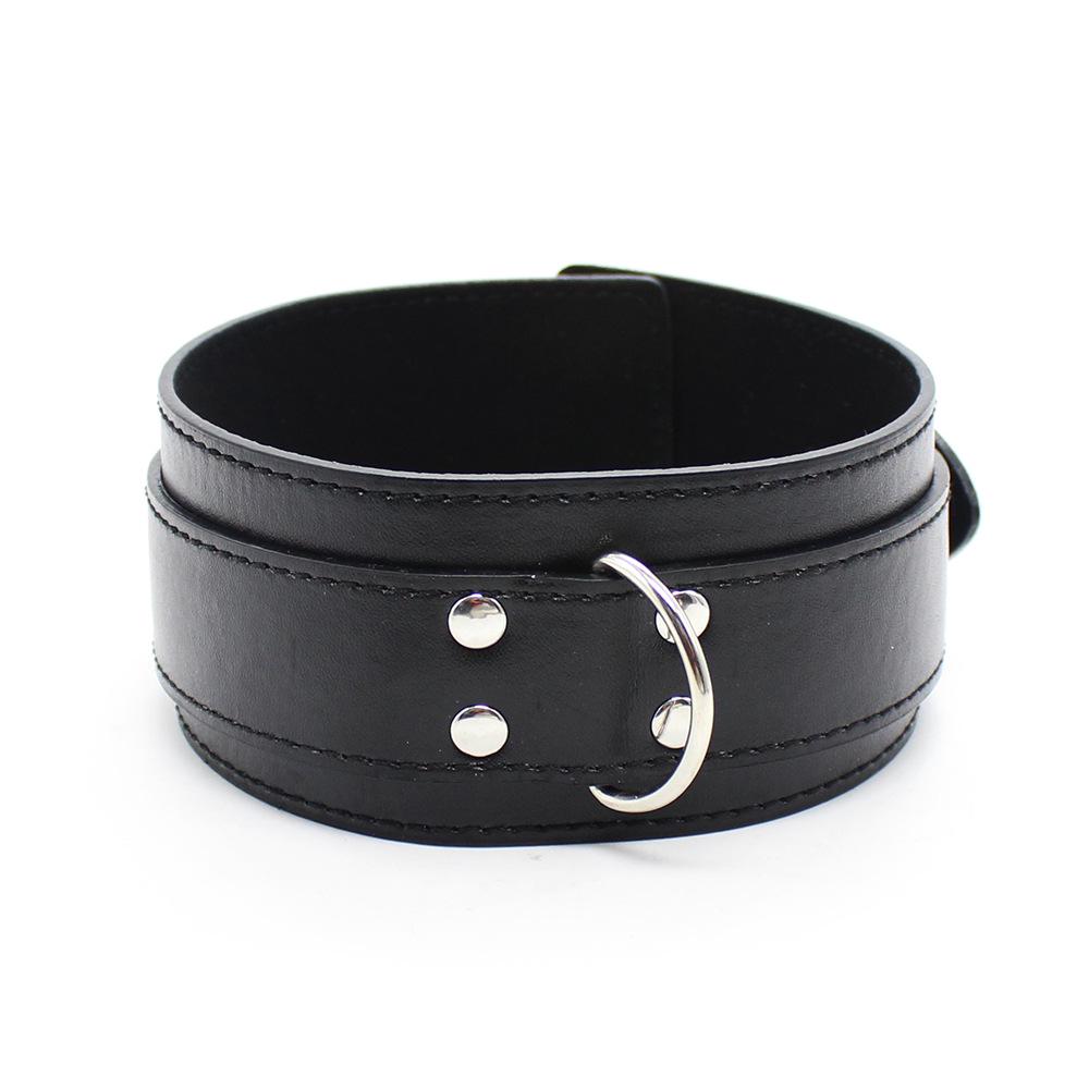 Unisex Leather Neck Collar Double Buckle with Air Holes for Role Play