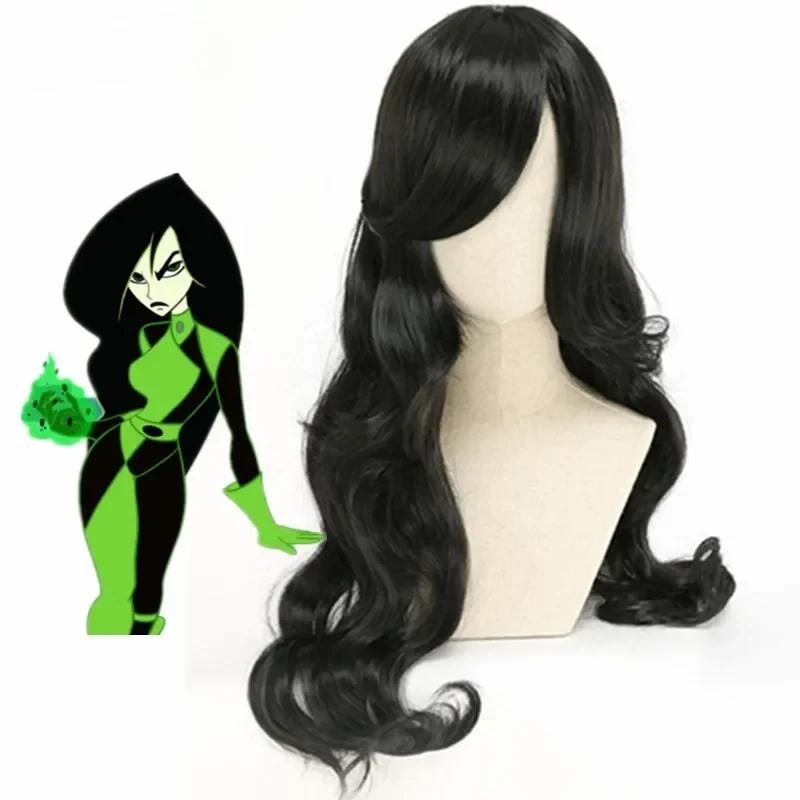 Anime Shego Cosplay Paruka 80cm Dlouhá Kudrnatá Vlnitá Černá Paruka Cosplay Vlasy Tepelně Odolné Syntetické Paruky