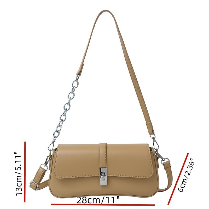 Fashion Leather Shoulder Bag for Women 2024 New Designer Top-Handle Crossbody Bag with Chain Elegant Versatile Purse for Work