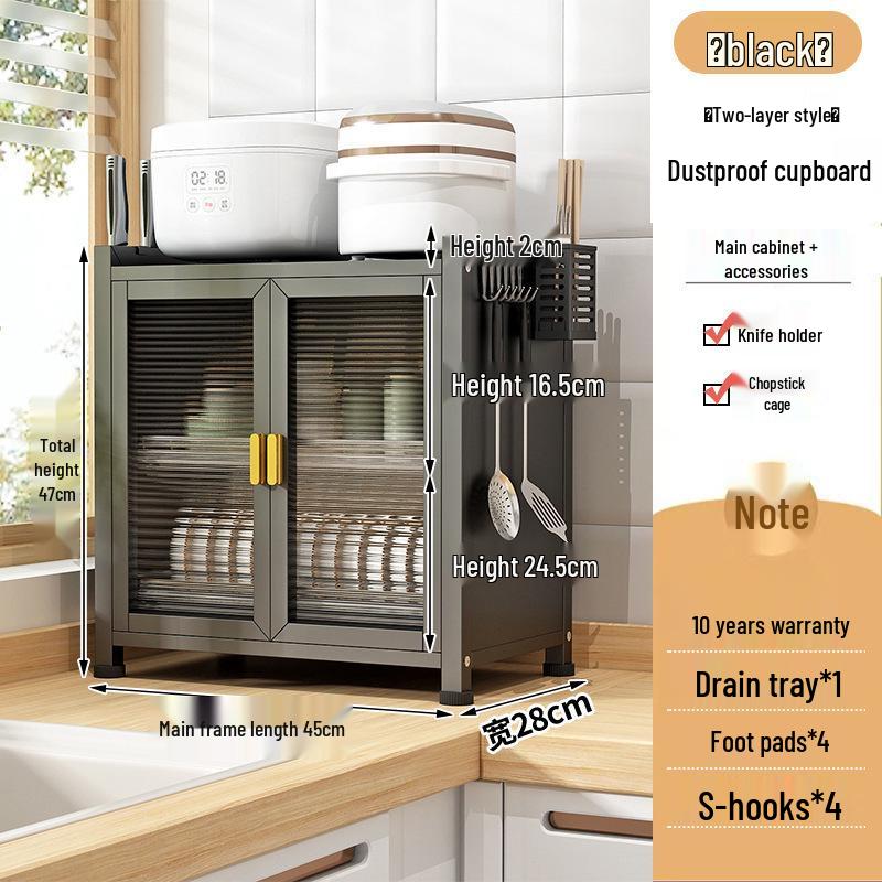 Dustproof Double-Layer Pull-Out Dish Rack for