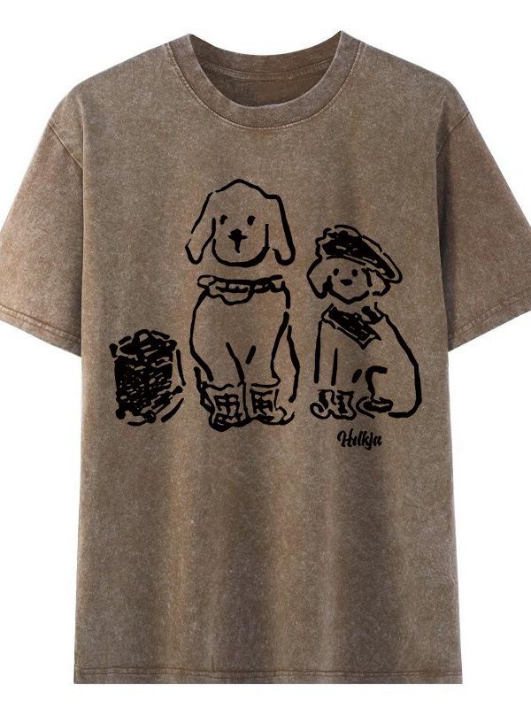 Unisex Vintage Gewaschenes Baumwoll-Kurzarm-T-Shirt - Trendiger Europäischer und Amerikanischer Lockerer Schnitt