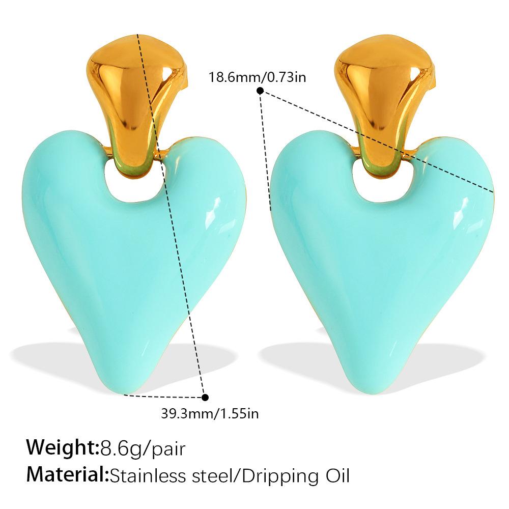 Exquisite Sweet Cool Wind Dripping Oil Love Earrings Women'S Stainless Steel High Sense Versatile Temperament Small Fresh Earrings