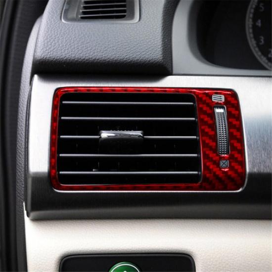 2Pcs Red Carbon Fiber Interior Side Air Vent Outlet Cover Trim For Honda Accord