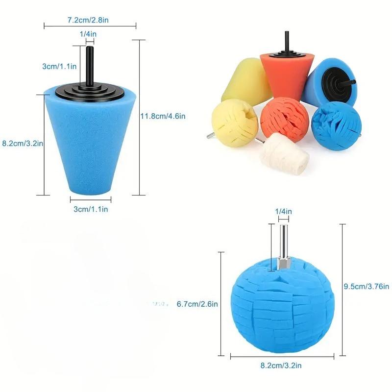 1-4PCS Car Hub Polishing Sponge Grinding Head Conical Sponge Wheel Buffer for Metal Plastic Automotive Wheel Detail Tool