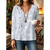 Autumn and Winter Women's Long-sleeved V-neck T-shirt