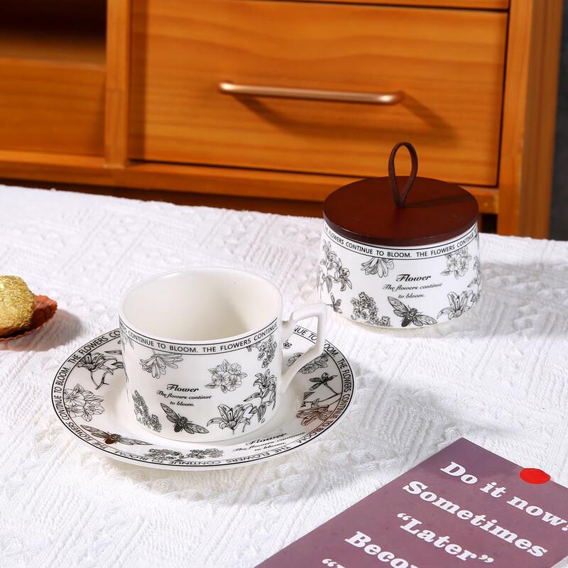 WQ French Retro Ceramic Coffee & Tea Set Cup, Saucer & Sugar Bowl