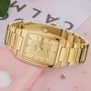 WWOOR Luxury Business Men Watches Gold Quartz Stainless Steel Sport Clock Waterproof Week and Date Wrist Watches