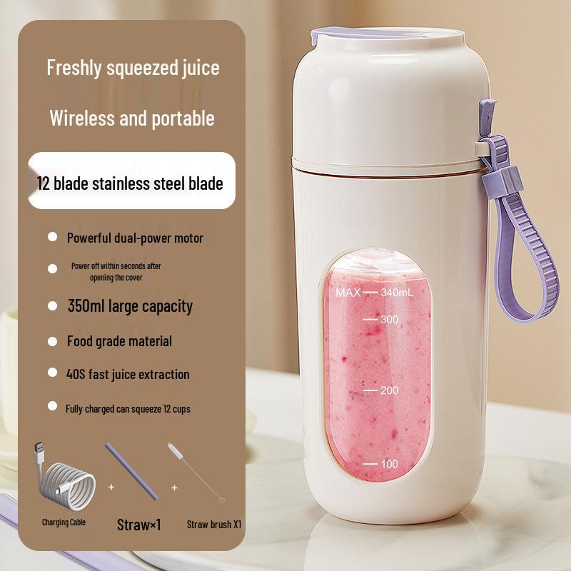 

2025 Портативная беспроводная соковыжималка с 12-лопастным дизайном и соломинкой