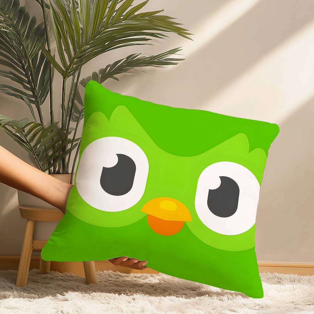 Federa Cuscino Gufo D-Duolingo D-Duo Peluche Corto Stampa Copricuscino Quadrato Cuscini Decorativi per Divano Arredamento Casa