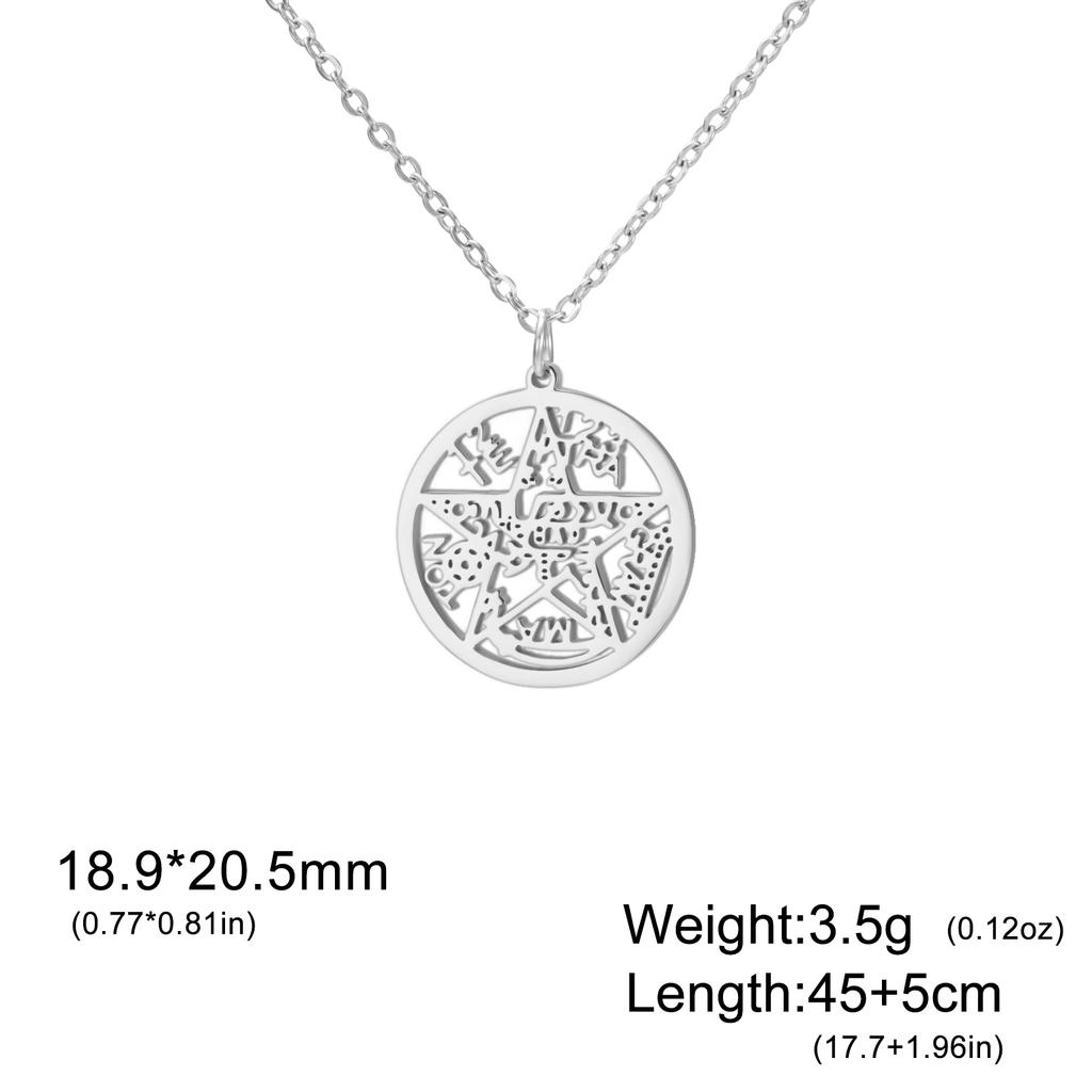 Wicca Witch Knot Necklace Stainless Steel Pentacle Tetragrammaton God Name Seal Pendant Chain Solomon Amulet Jewelry