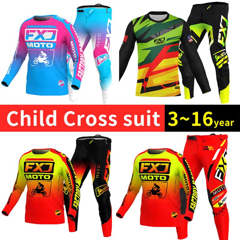Motocross dişli seti çocuklar için 4 5 6 7 8 9 10 11 12 13 yaş Genç çocuk Motosiklet erkek kız Jersey Pantolon Kitleri yarış kıyafeti Off-road Enduro MX MTB
