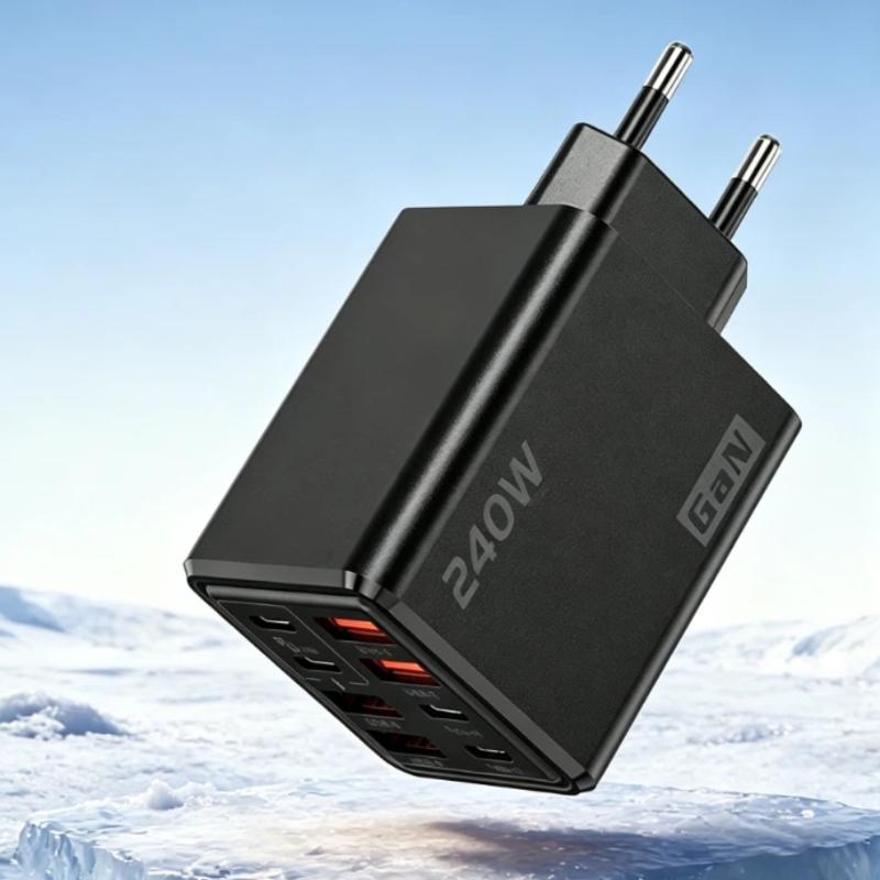 1Pcs 8 In 1 Fast Charging Phone Charger Power Adapter 240W Gan Usb C Charger Type C Eu/Us/Uk Plug Wall Charger For Phone