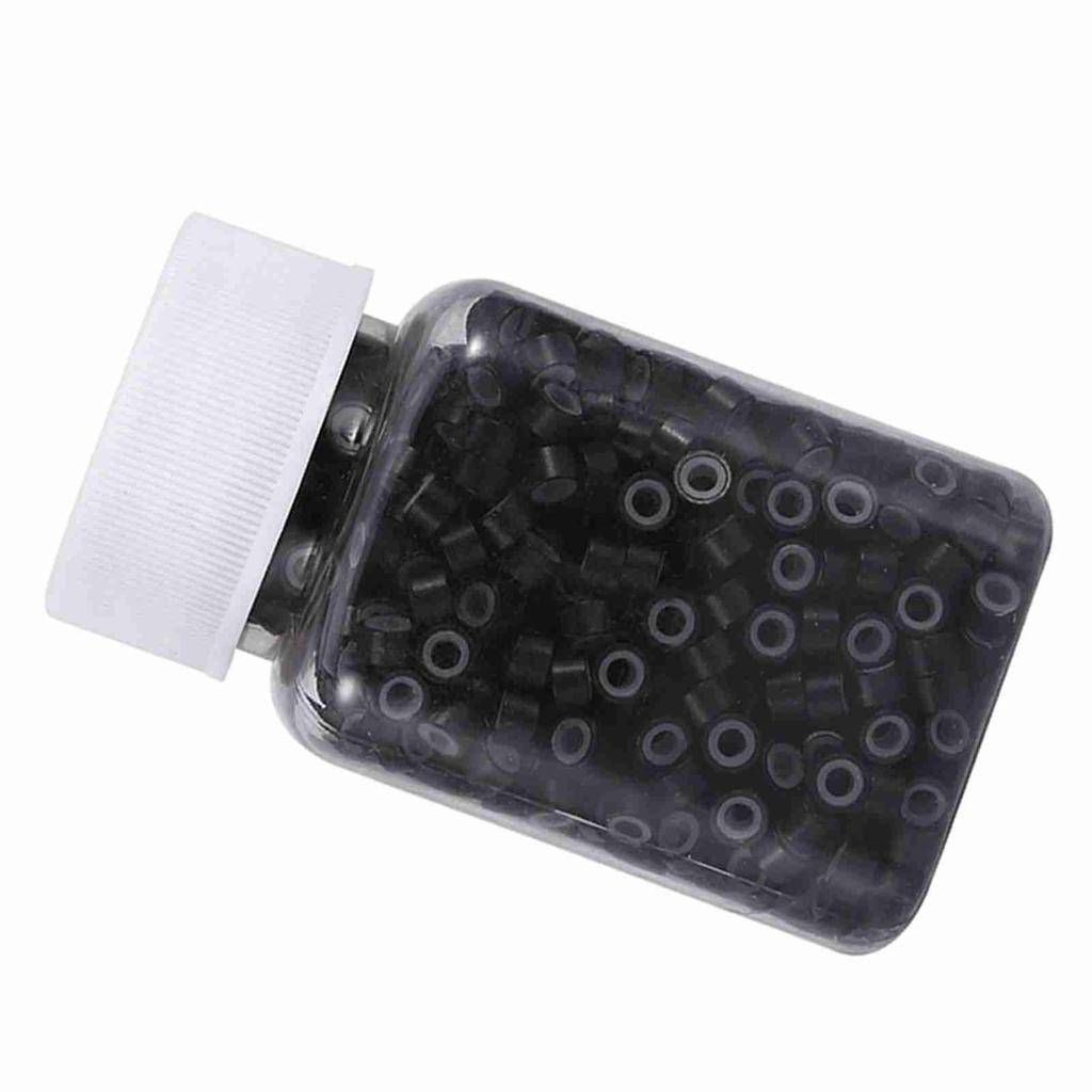 1000PCSBottle Professional Silicone Lining Link Rings Loops For Human Hair Extension(Brown)